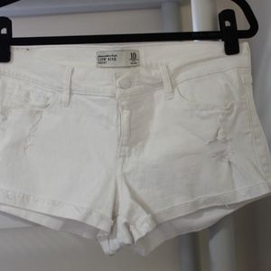 White Abercrombie and Fitch Ripped Jean Shorts